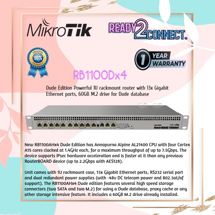 Jual MIKROTIK RB1100DX4 Router 1U Rackmount Dude Edition | Shopee Indonesia