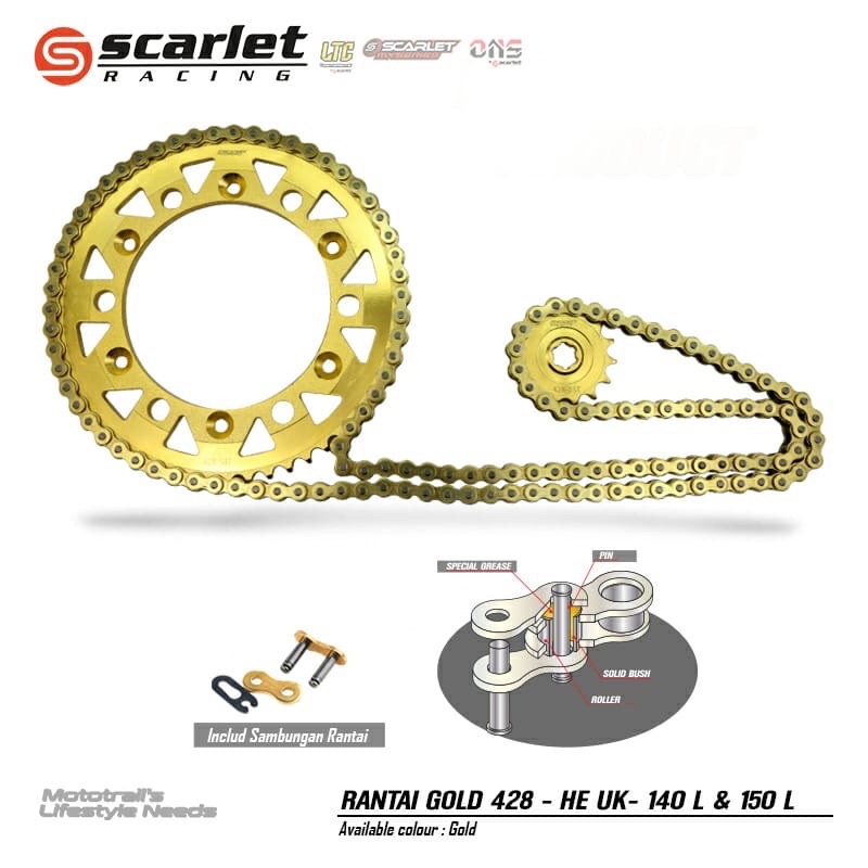 Jual RANTAI GOLD SCARLET 140L 150L HE rantai racing scarlet universal ...