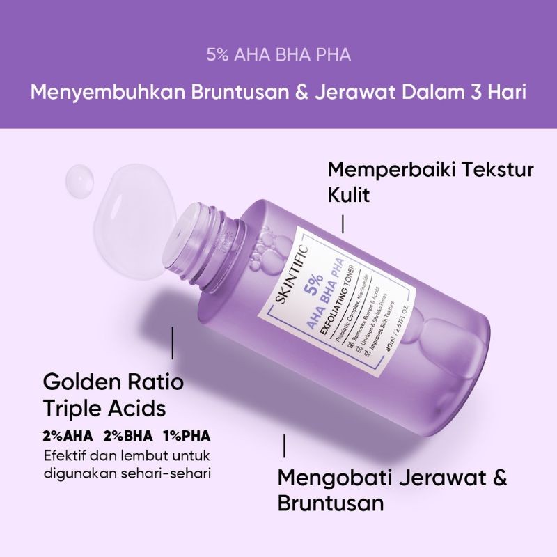 Jual SKINTIFIC 5% AHA BHA PHA Exfoliating Toner | Shopee Indonesia