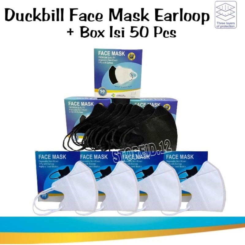 Jual Masker Duckbill Face Mask Earloop 3ply Isi 50pcs + Box / Tali ...