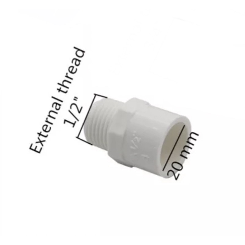 Jual White Socket Soket Sok Drat Luar 1/2 inch Inner Diameter 20mm PVC ...