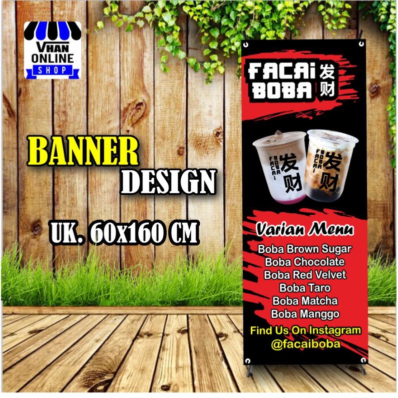 Jual Spanduk Banner Minuman Boba, Facai Boba Keren Simple, Keren ...