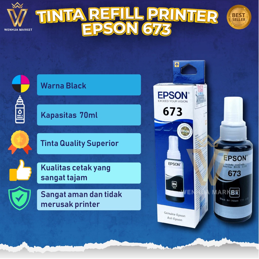 Jual 1 Set 6 Warna Tinta Epson 673 Tipe Printer L800 L805 L850 L1800 ...