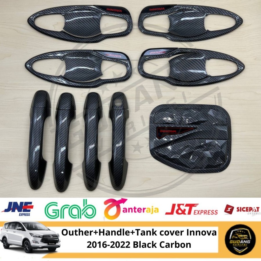 Jual Paket Outer Handle Tank Cover Innova Reborn Balck Carbon