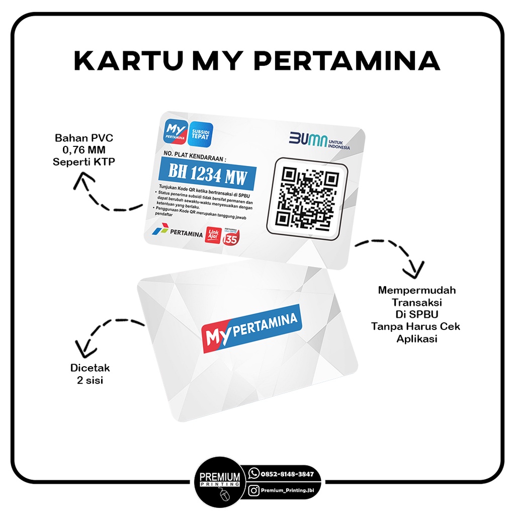 Jual Kartu Bensin/kartu My Pertamina/cetak Kartu Pvc Bahan Premium ...