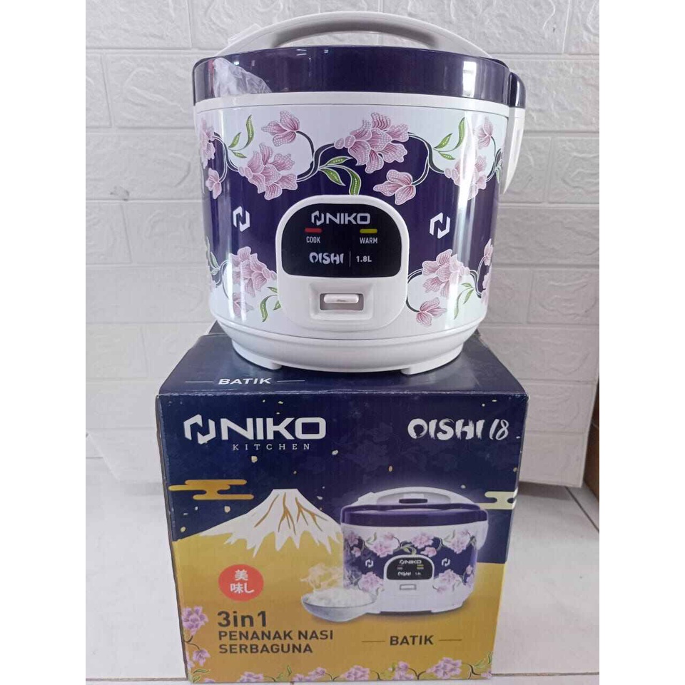 Jual Rice Cooker 1,2 LIter Niko OISHI Batik 3in1 Tutup Kaca Shopee