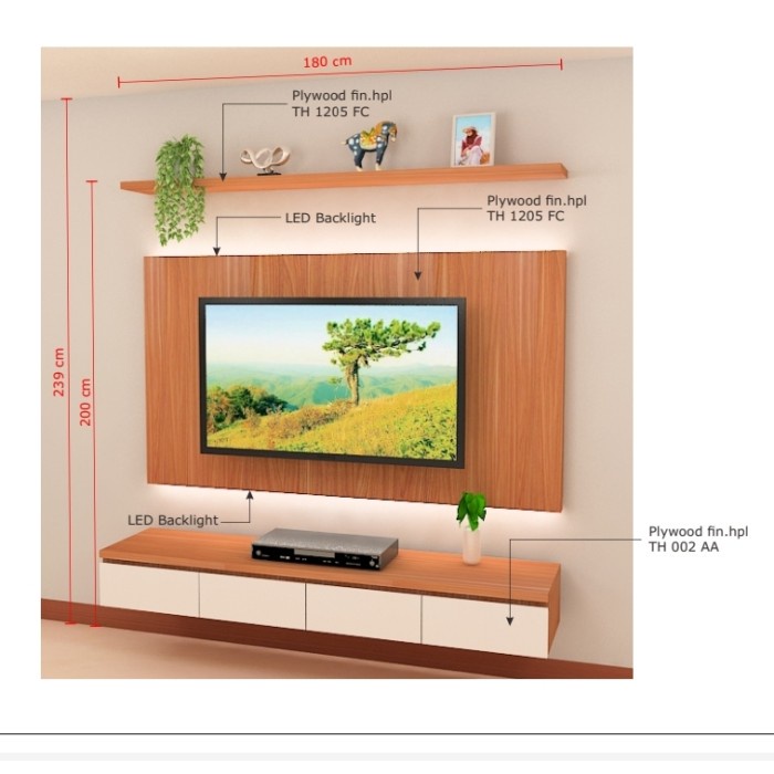 Jual backdrop tv minimalis gantung meja tv hpl custom | Shopee Indonesia