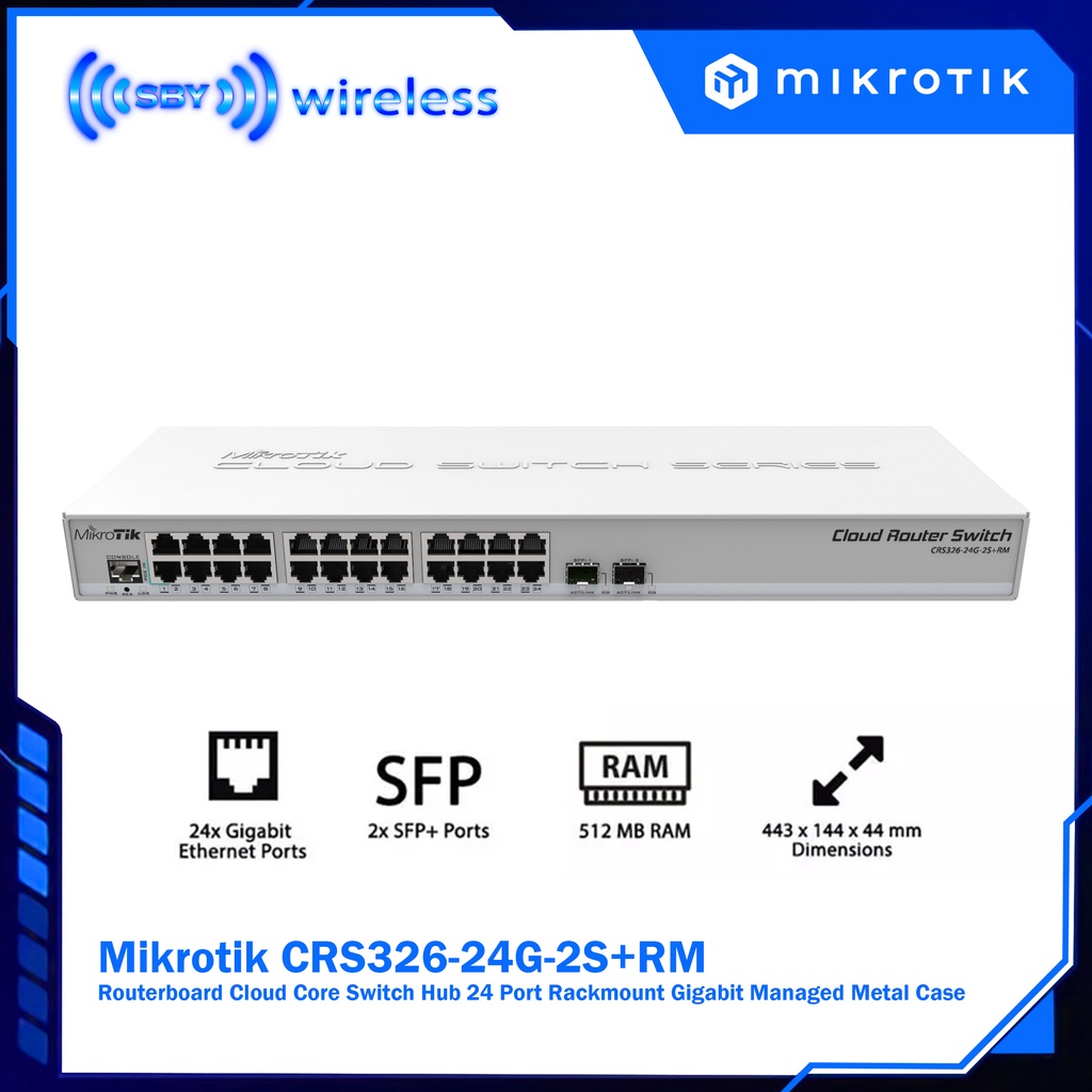 Jual Mikrotik CRS326-24G-2S+RM - Routerboard Cloud Core Switch Hub 24 ...