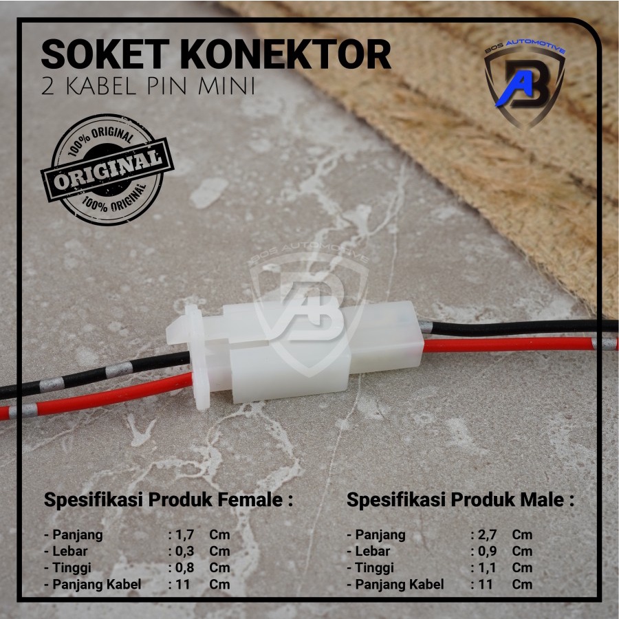 Jual Soket Sambung 2 Pin Kecil / Mini Socket Kabel Konektor Mobil Motor ...