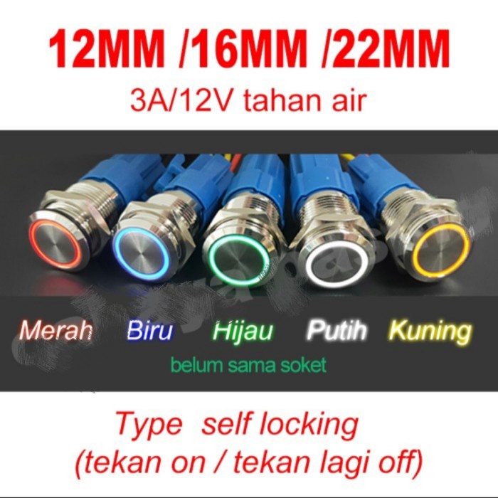 Jual Saklar on off LED stainless push button waterproff tombol switch ...