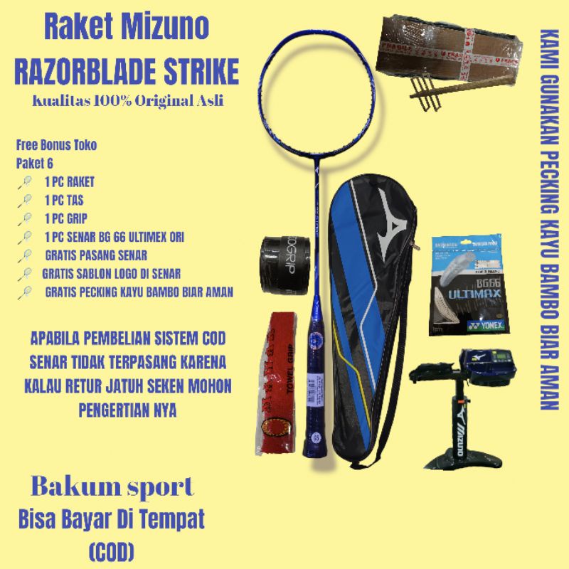 Jual Raket Mizuno Razorblade strike Kualitas 100% Original Asli free ...