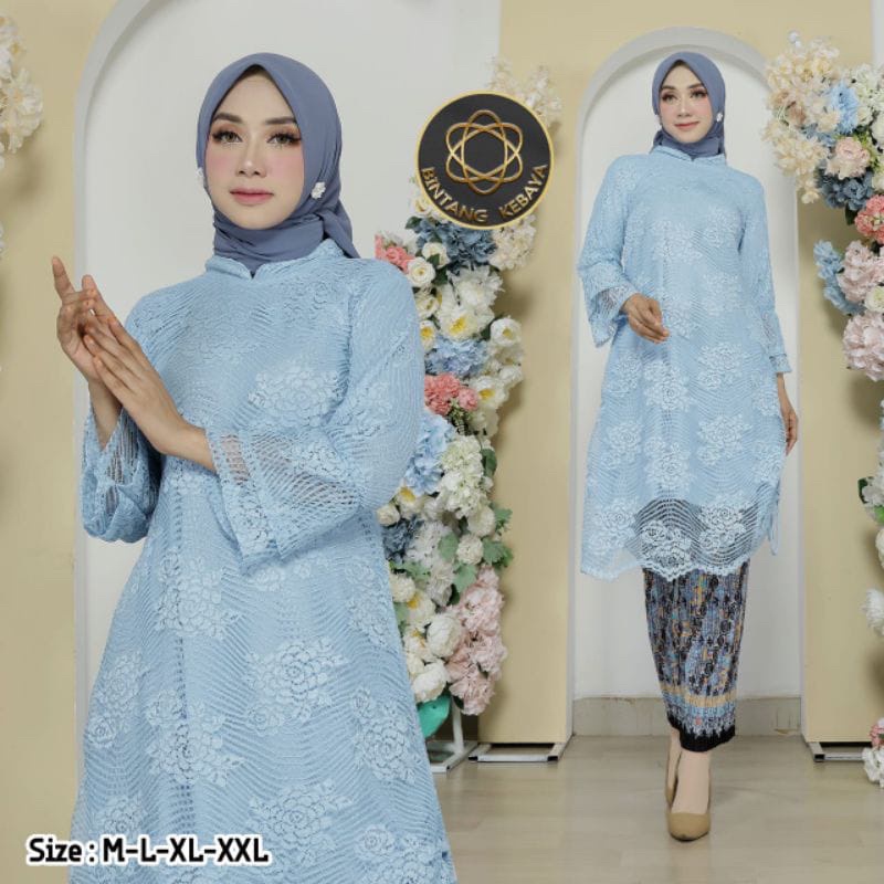 Jual Bisa COD Kebaya Tunik Brukat Tille Full Bordir 100% realpict mewah ...