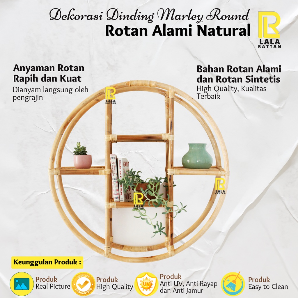 Jual Hiasan Rak Dinding Dekorasi Rotan Alami Marley Round/rotan decore ...