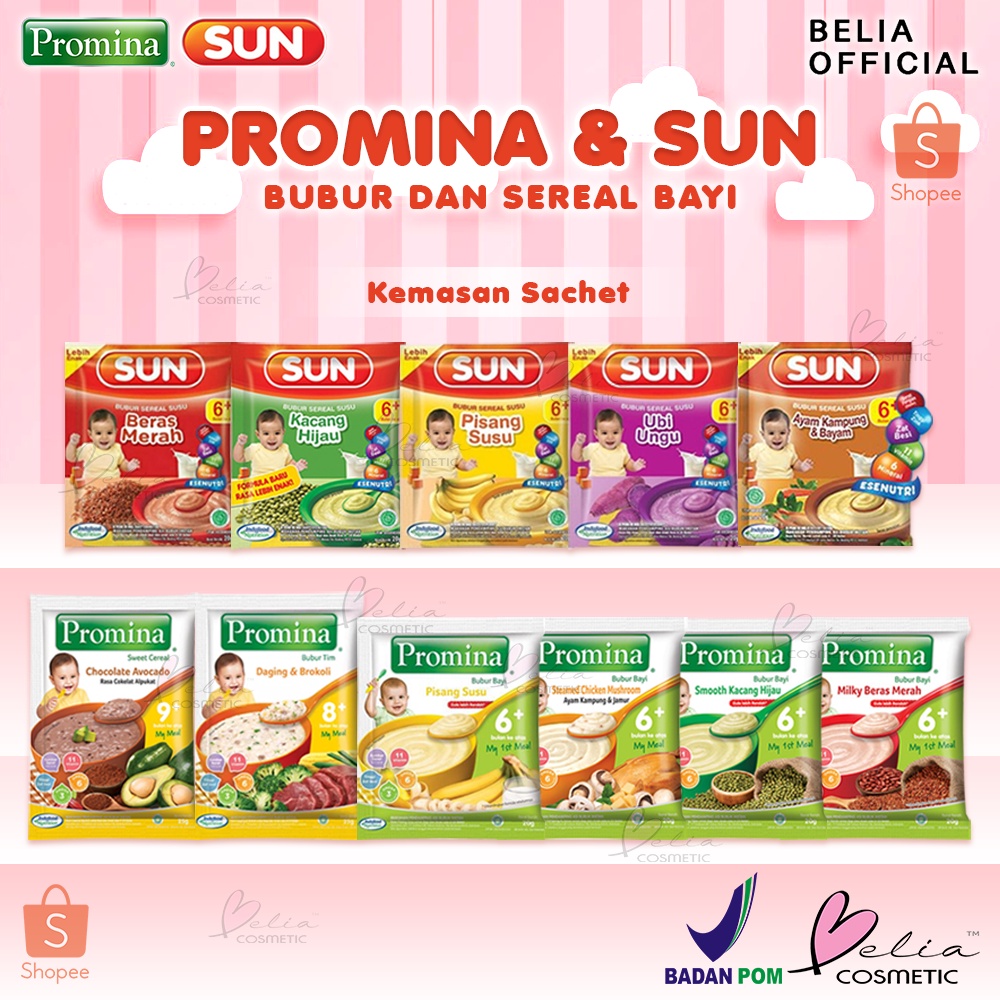 Jual BELIA PROMINA SUN Bubur Tim Sereal Bayi SACHET 20g | 6+ Bulan ...