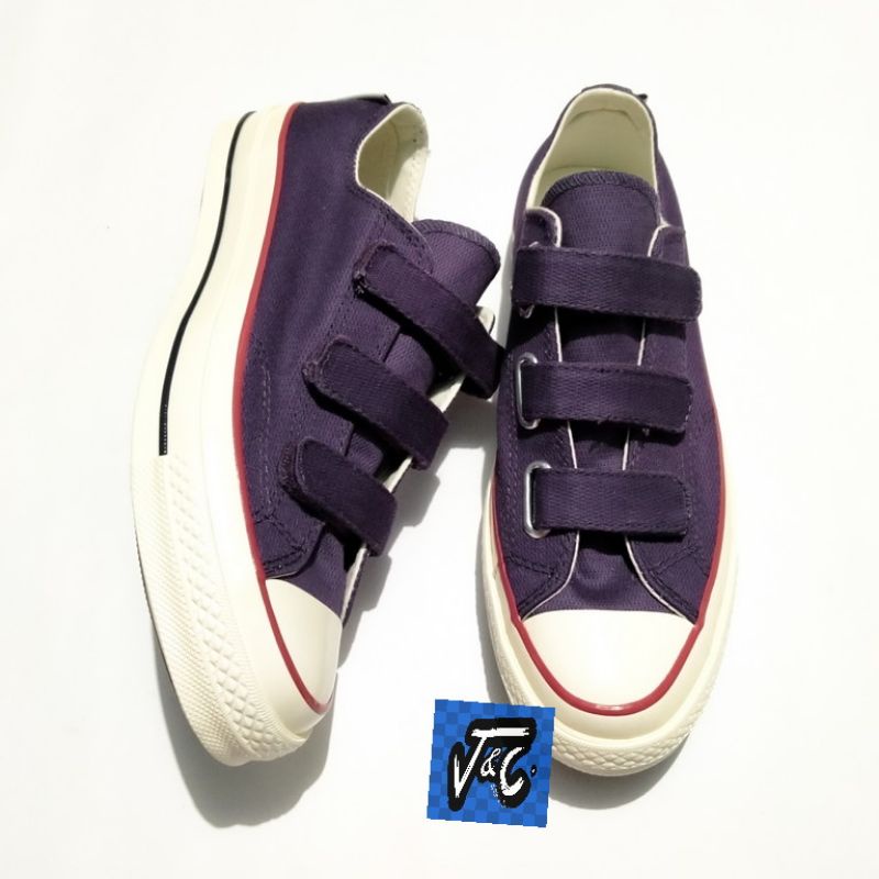 Jual Converse Chuck 70 70s 3V Velcro Recycled woven Jacquard Ox Dark Raisin Shopee Indonesia