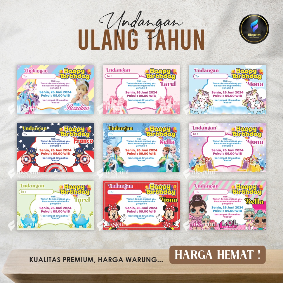 Jual Undangan Ulang Tahun Premium | ukuran 9.4 x 6 cm | Shopee Indonesia