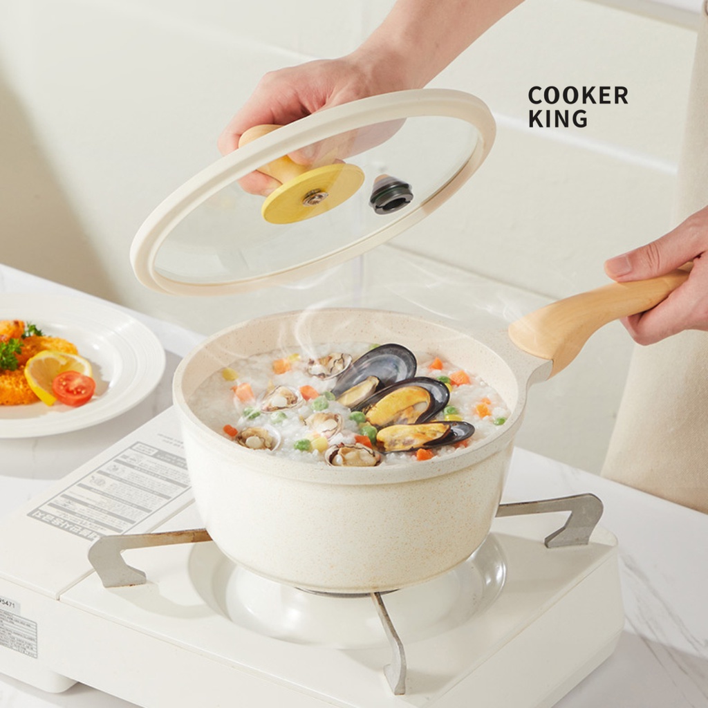 Jual Cooker King Saucepan High Quality Granite Anti Lengket 18cm White