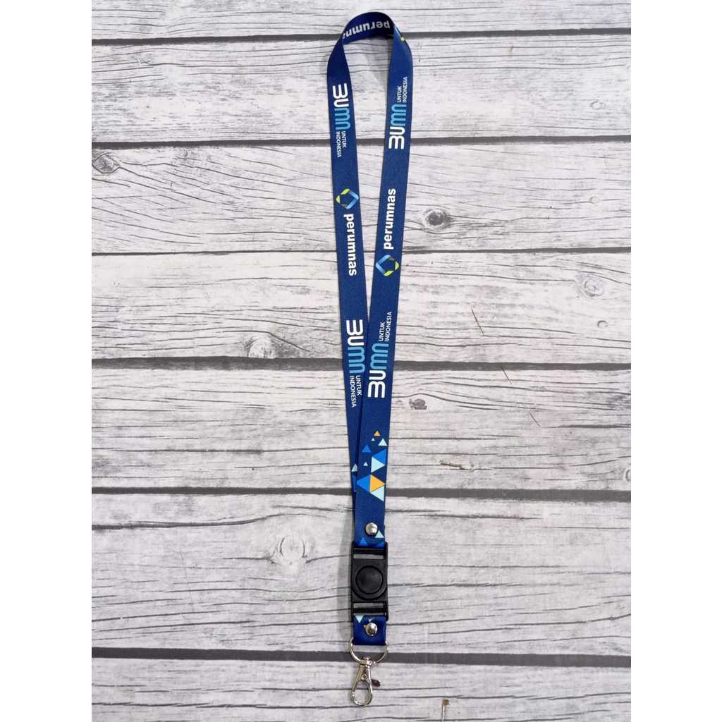 Jual Pancawarna Cetak Lanyard Perumnas Bumn Full Biru Custom Logo Print Lanyard