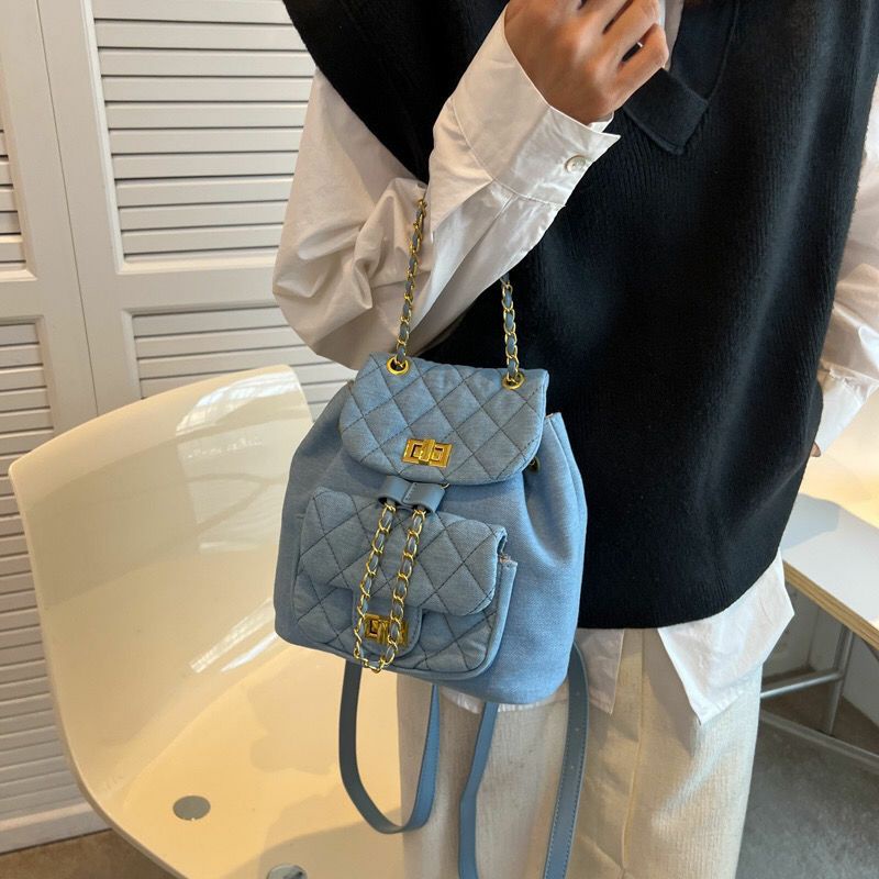 Jual Small Denim Backpack Tas Ransel Kain Denim Serbaguna | Shopee ...