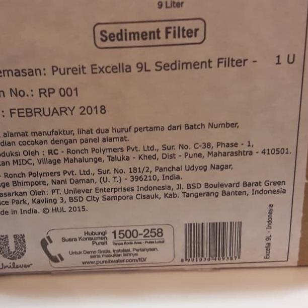 Jual Star Seller..!! PUREIT FILTER INTELLA 5 LITER / SEDIMENT FILTER