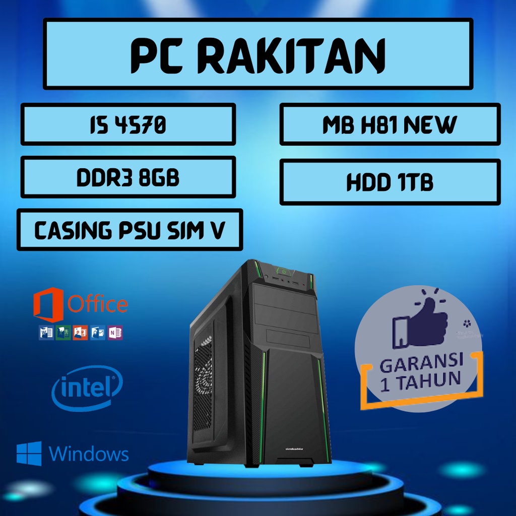Jual PC Komputer Rakitan Intel Core i5 4570 Motherboard H81 RAM DDR3 ...