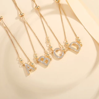 Lanme Jewelry Gelang Titanium Wanita Huruf Anti Karat Lapis Emas Gelang Tali Inisial Nama Fashion Aksesoris Y888