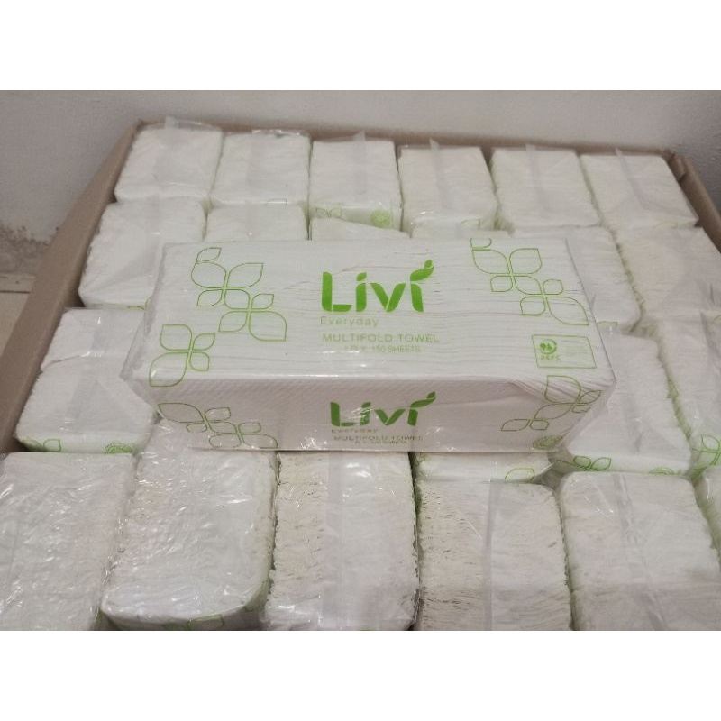 Jual tissue LIVI multifold towel ,tisu minyak dapur ,tisu wastafel 150 ...