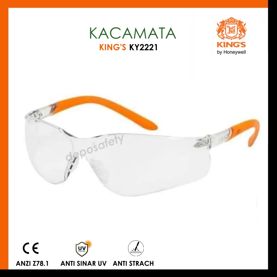 Jual Kacamata Safety King's Ky 2221 Clear Original Safety Glasses King's Ky 2221 Bening By