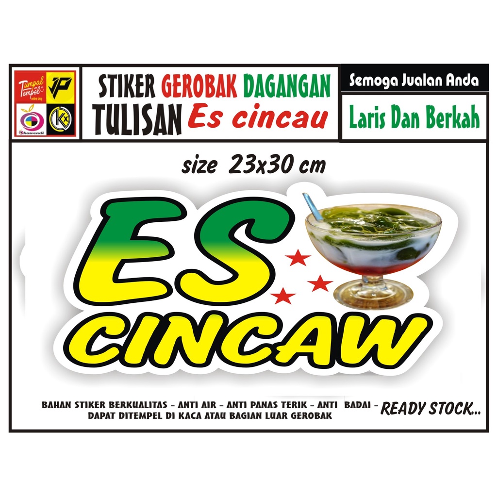 Jual Stiker Kaca Gerobak Tulisan Es Cincaw Shopee Indonesia