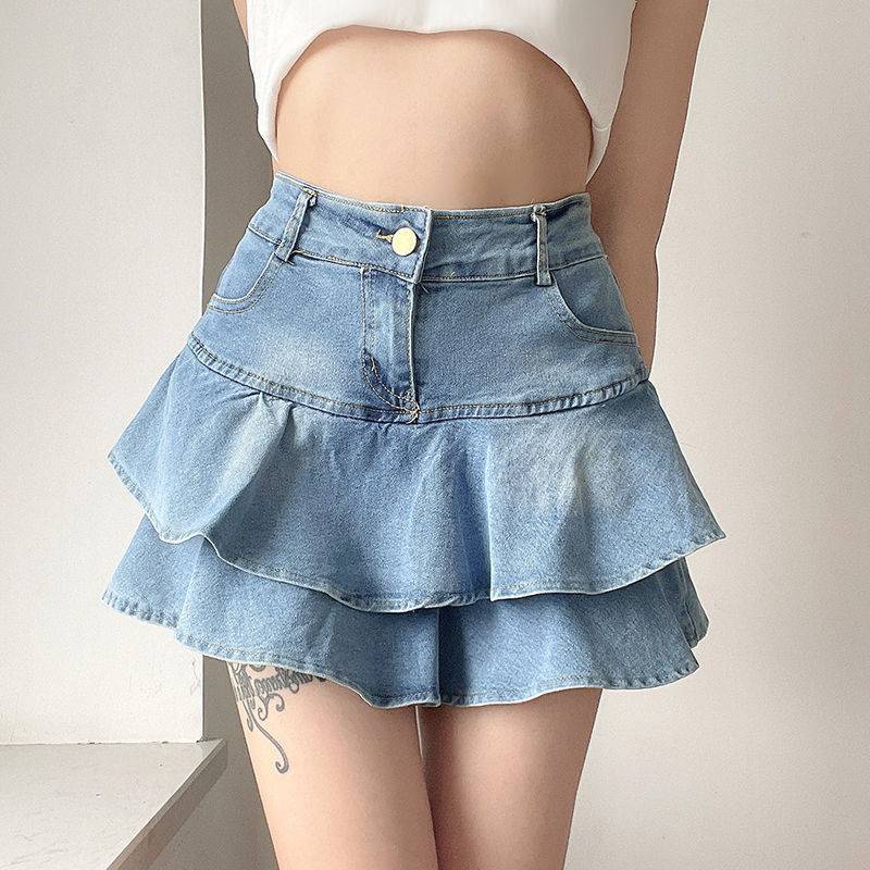 Jual Rok Celana Pendek Mini Miniskirt Jeans Denim Renda Kerut | Shopee ...