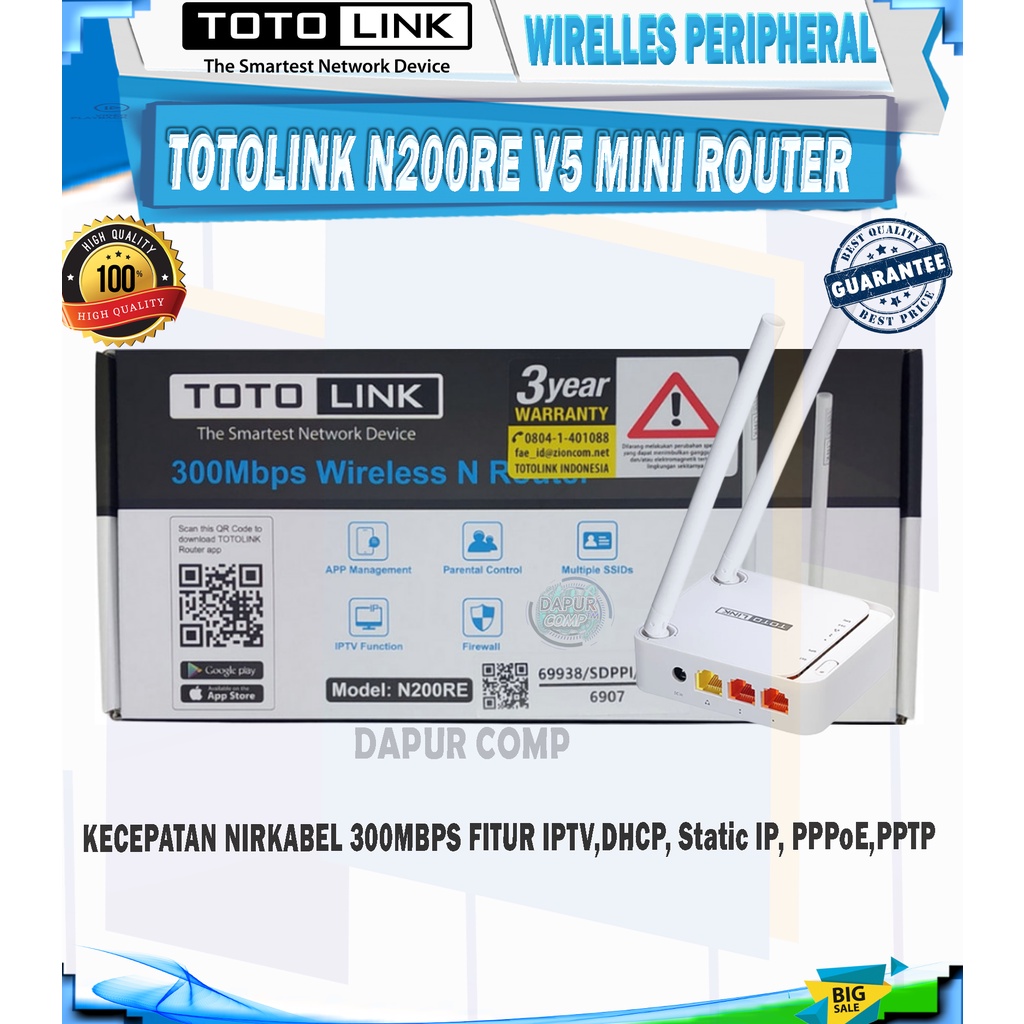 Jual TOTOLINK N200RE V4 / V5 ROUTER ORIGINAL TOTOLINK 2 ANTENA | Shopee ...