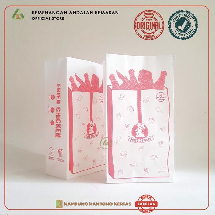 Jual Kantong Fried Chicken Paper Bag Kantong Kemasan Kertas