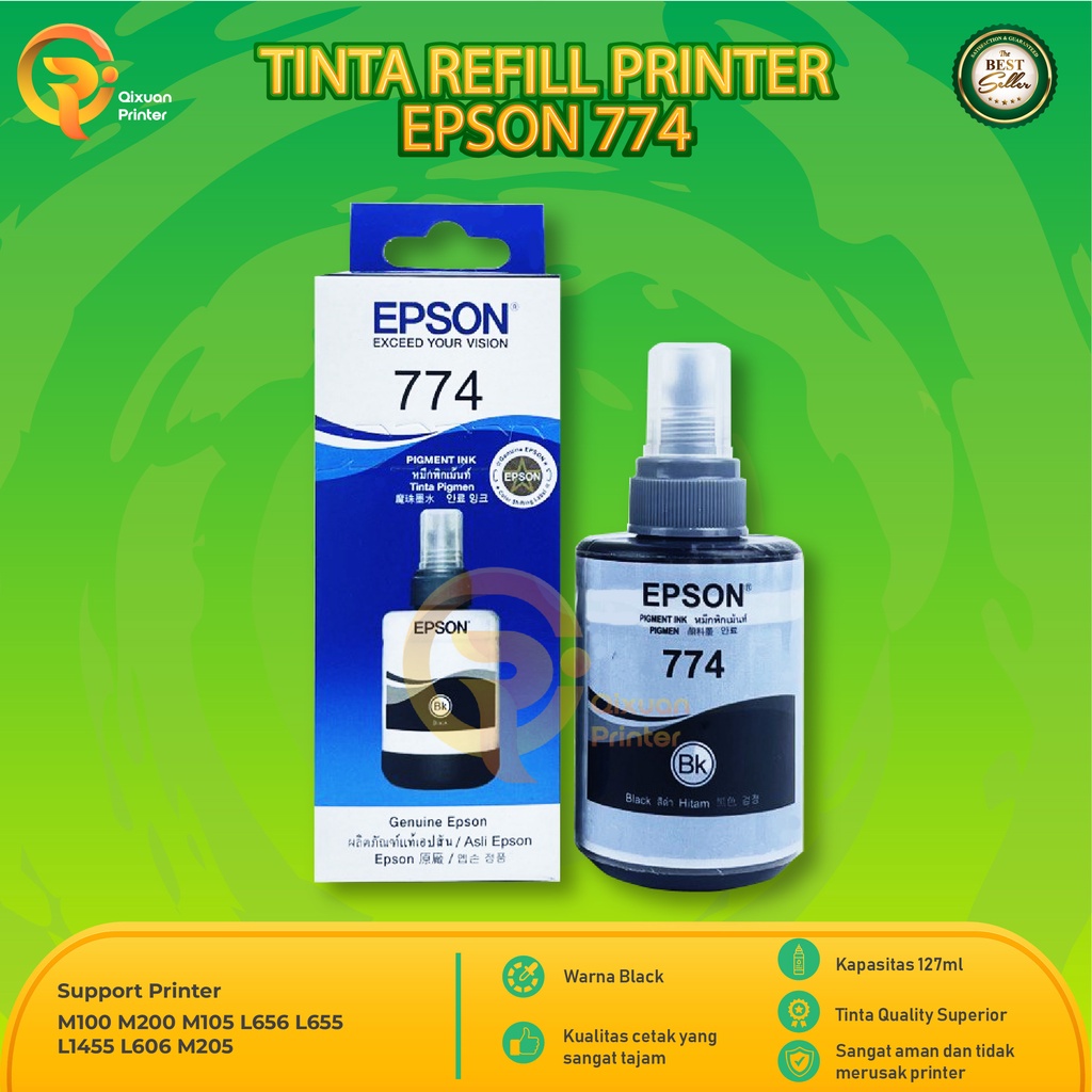 Jual Tinta Epson 774 Black Isi Ulang Printer M100 M200 M105 L656 L655 L1455 L606 M205 Shopee 9411