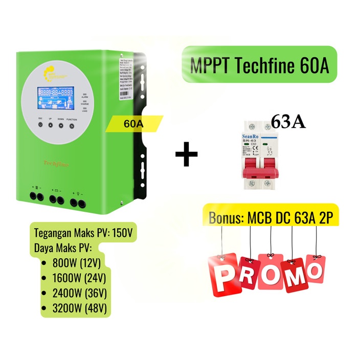 Jual Tokochitrae Mppt 60a 12v 24v 36v 48v Solar Charge Controller Scc Techfine Shopee Indonesia 