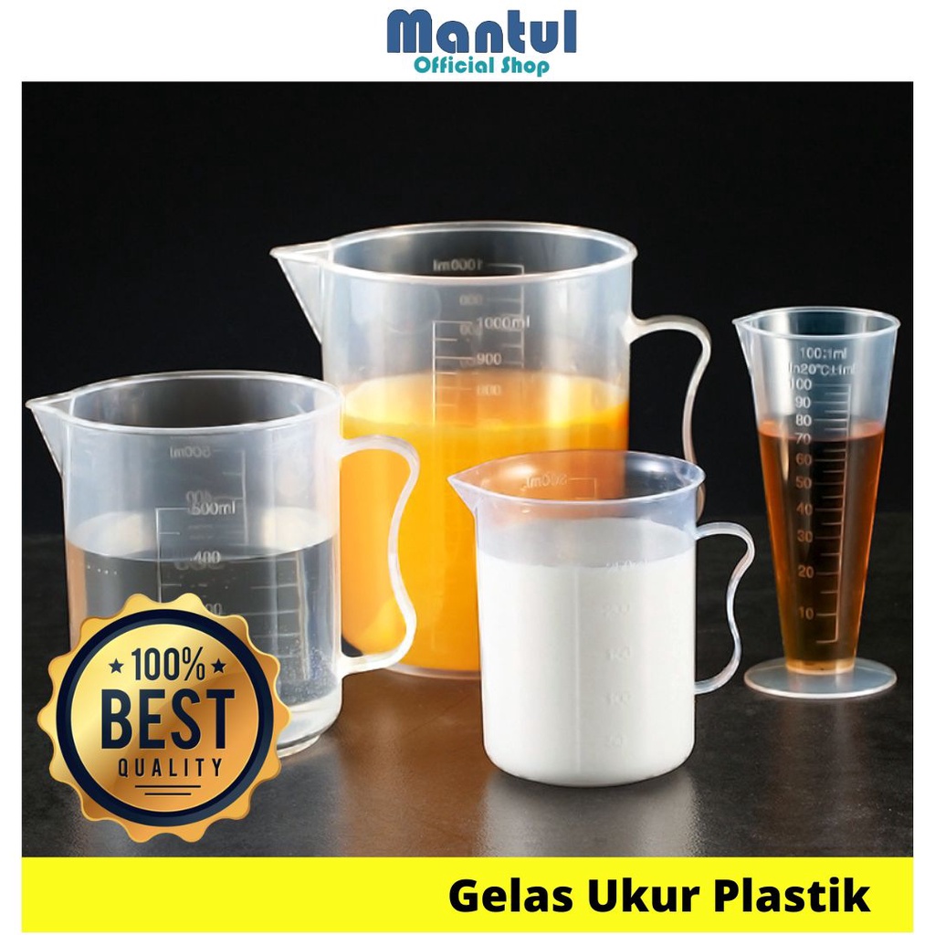 Jual Mantul Gelas Ukur Plastik 100ml 250ml 300ml 500ml Measuring Cup Plastic Free Bubble 0489