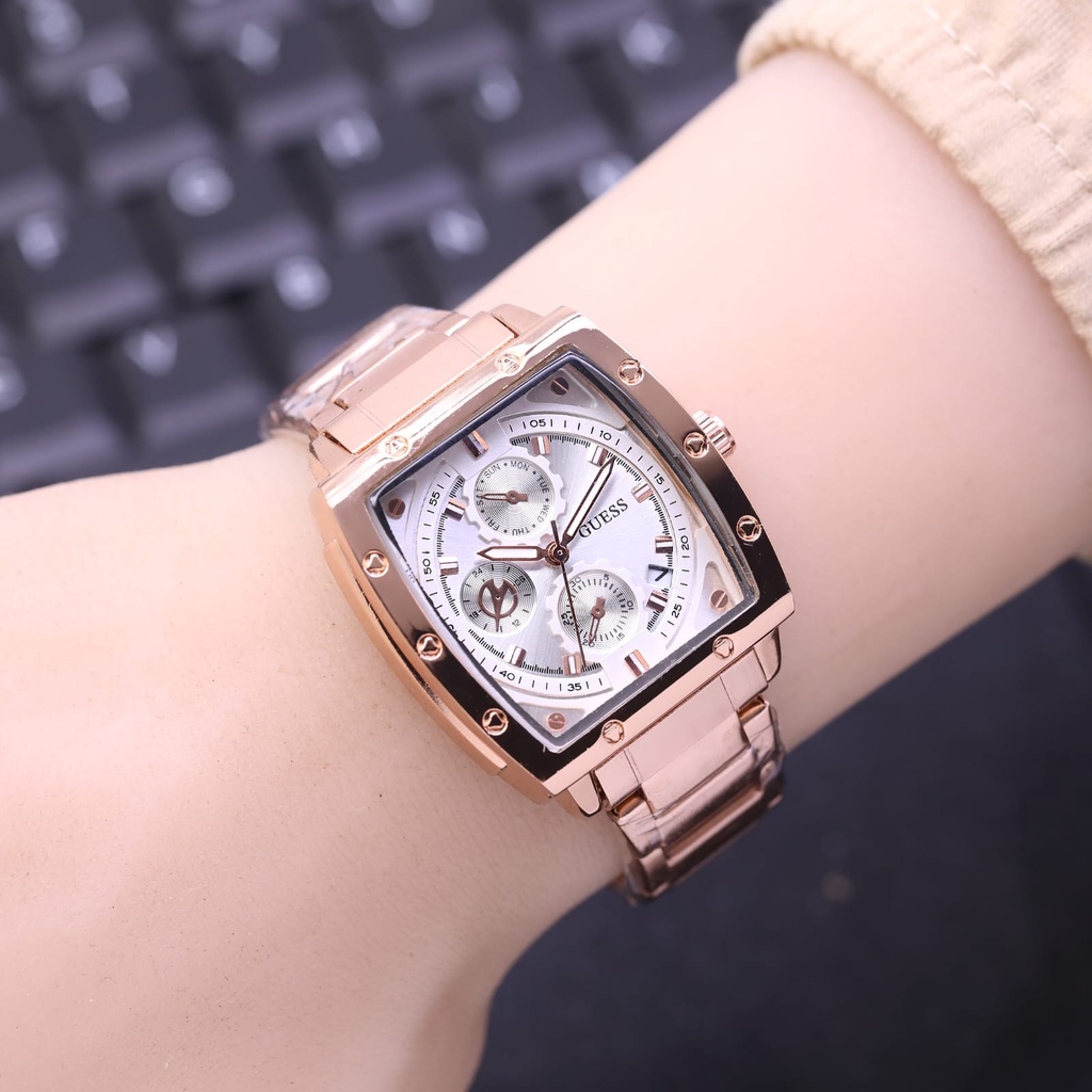 Jual New Arrival-Jam Tangan Wanita Guess Model Analog Body Kotak Rantai ...