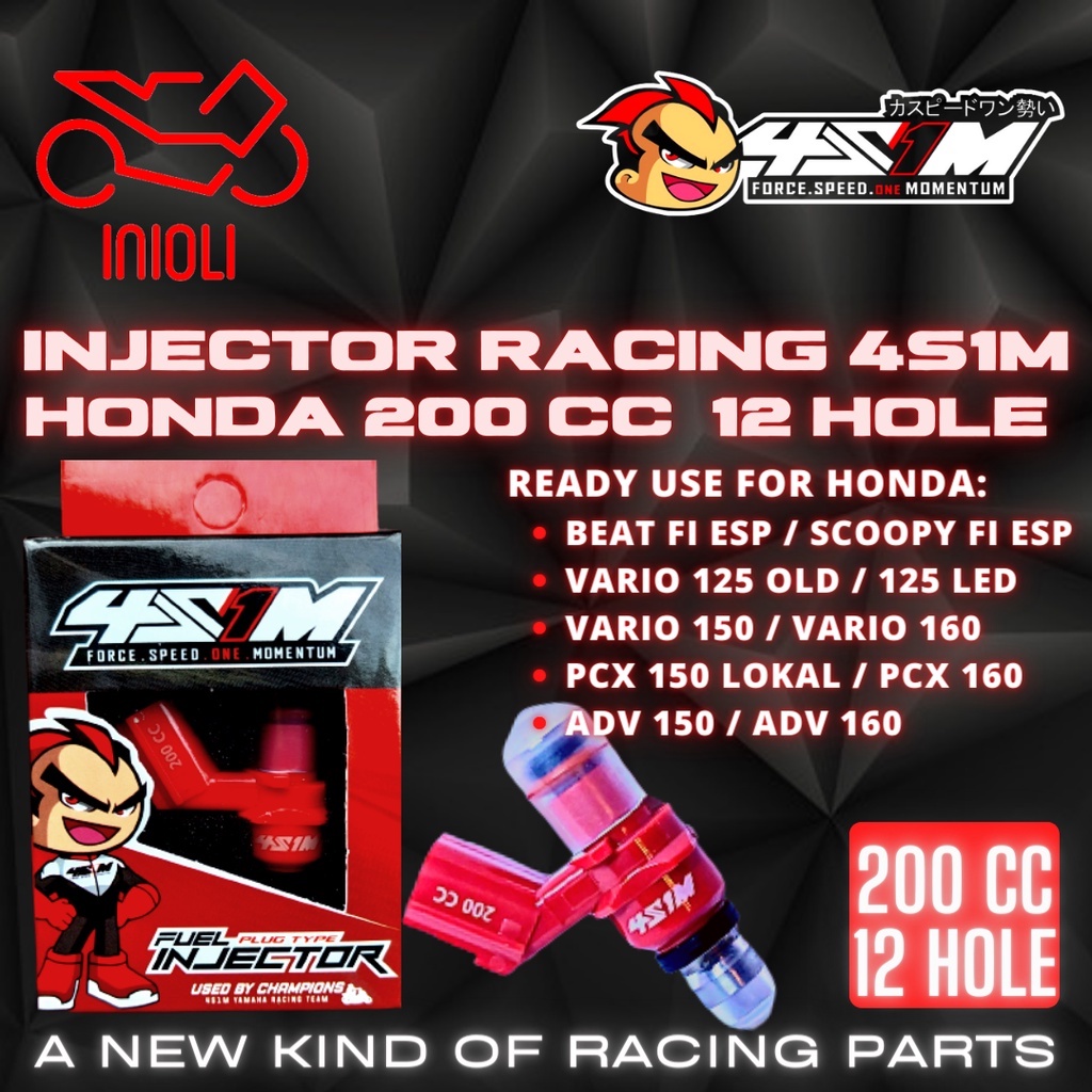 Jual INJECTOR RACING 4S1M 200CC 12HOLE HONDA BEAT SCOOPY VARIO PCX ADV ...