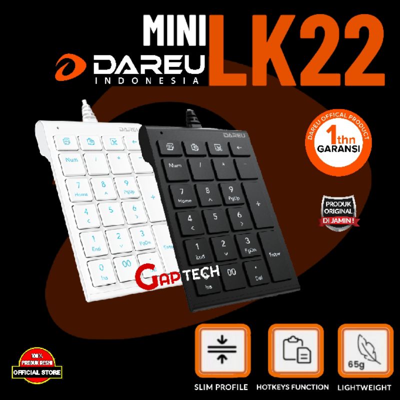 Jual Dareu Mini LK22 / LK 22Lightweight Numeric Pad Original | Shopee ...