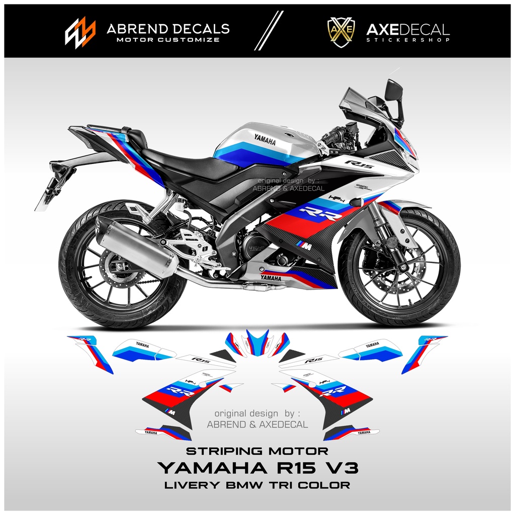 Jual Striping R15 V3 BMW Tri Color HP4 / Stiker Motor Yamaha R15 V3 ...