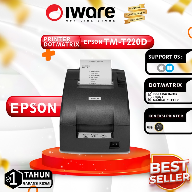 Jual Epson Printer Pos Kasir Dot Matrix Tm U220d Usb Rj11 2ply 3ply Shopee Indonesia 7766