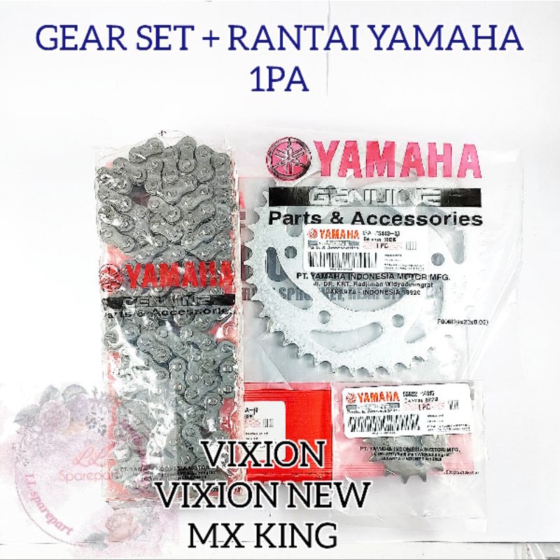 Jual GEAR SET + RANTAI YAMAHA 1PA KUALITAS ASLI ORIGINAL VIXION LAMA