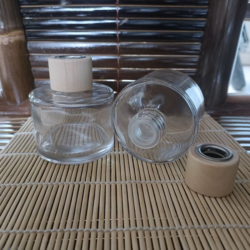Jual Botol reed diffuser 100ml bulat tutup kayu round lid / botol ...
