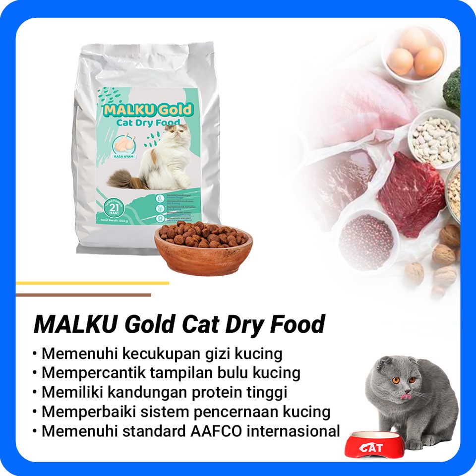 Jual Makanan Kucing Kering Malku Gold Cat Dry Food 950 gram - Agen ...