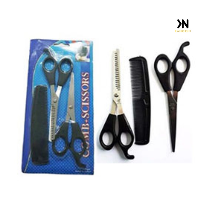 Jual Gunting Rambut Set 3pcs gunting sisir dan gunting sasak | Shopee ...