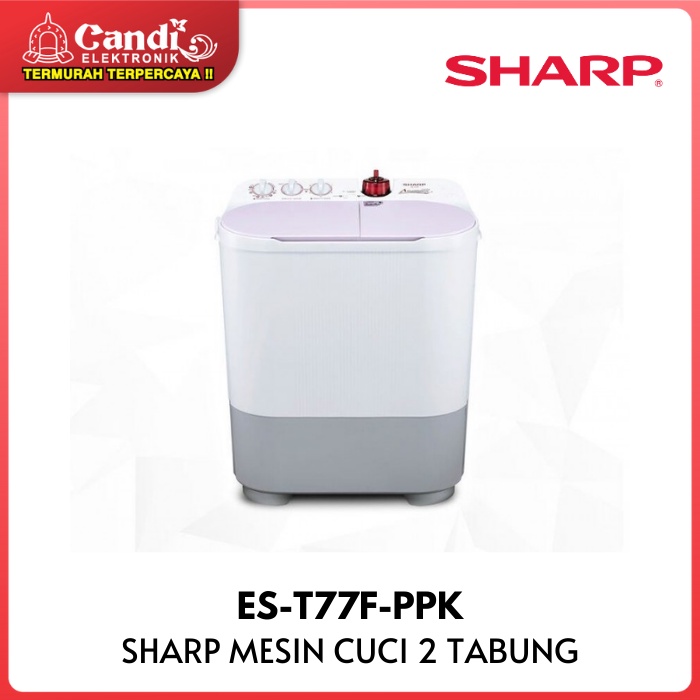 Jual SHARP Mesin Cuci 2 Tabung Kapasitas 7 Kg Big Pulsator ES-T77F-PPK ...