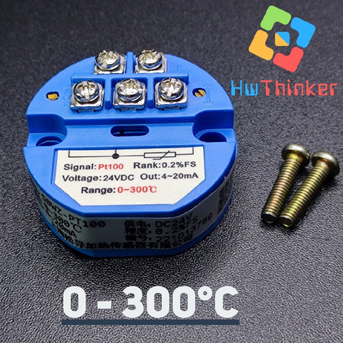 Jual RTD PT100 PT-100 Temperature Transmitter 0-300 C Output 4-20mA ...