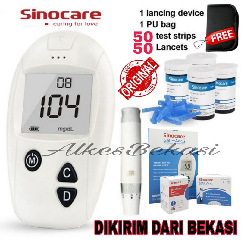 Jual Alat Cek Gula Darah Sinocare Free 50 Strip 50 Lancet Shopee Indonesia 3968