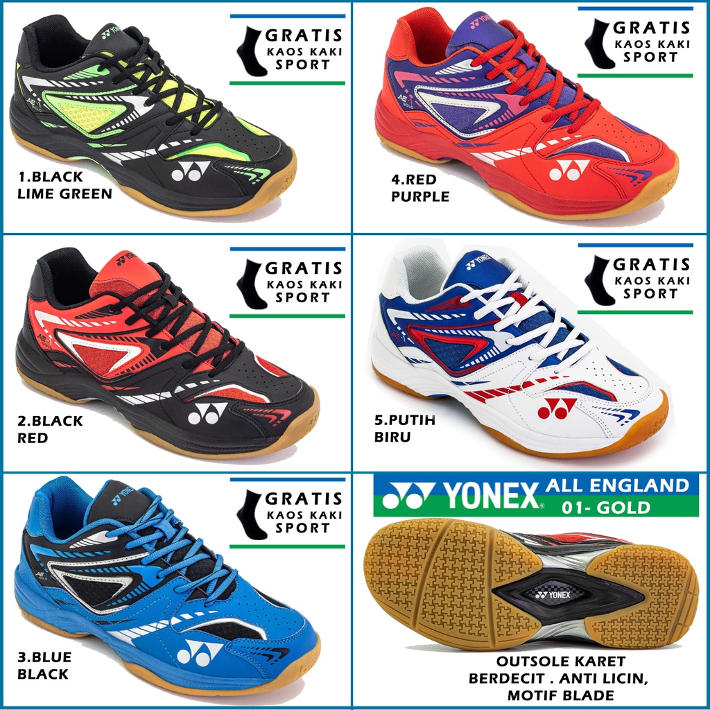 Jual Sepatu Badminton Yonex All England 1 Gold Original BONUS BANYAK ...