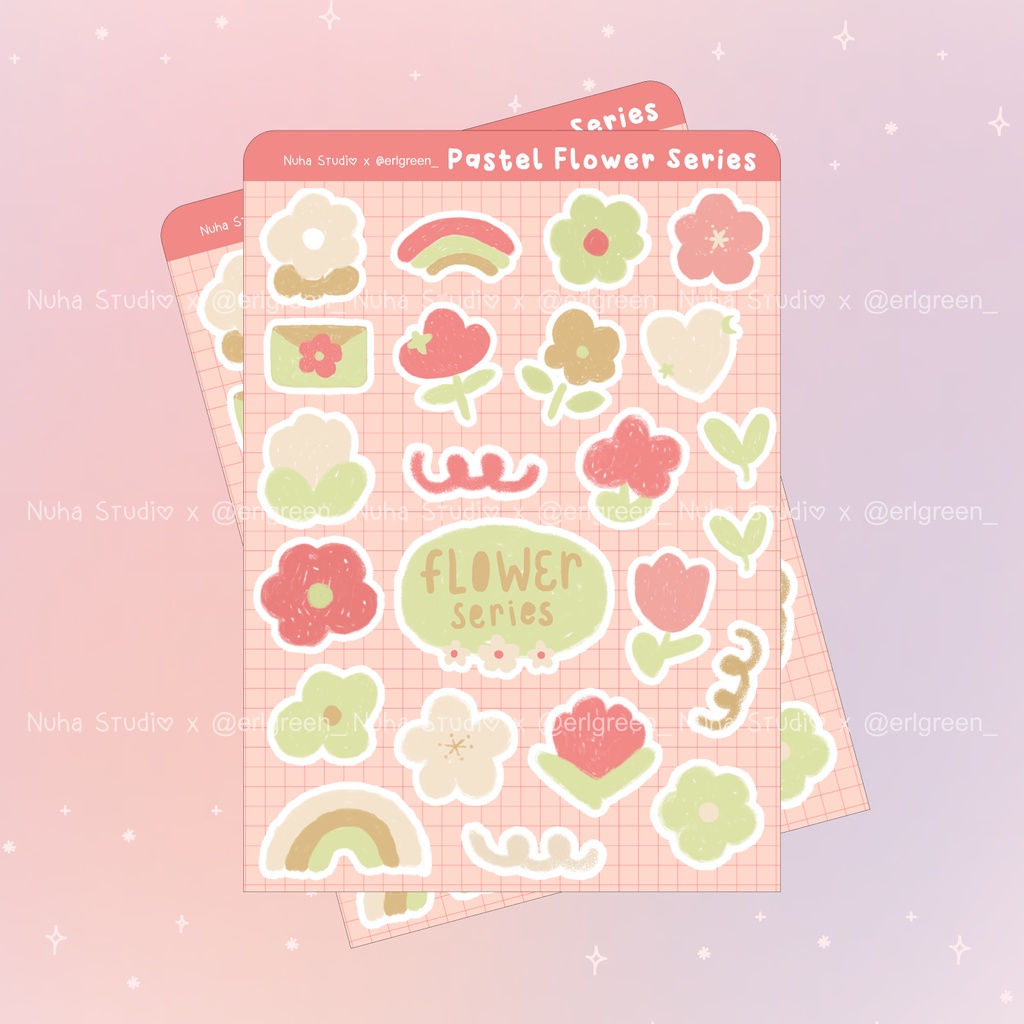 Jual Sticker By Erlgreen Pastel Flower Series Bunga Pelangi Surat