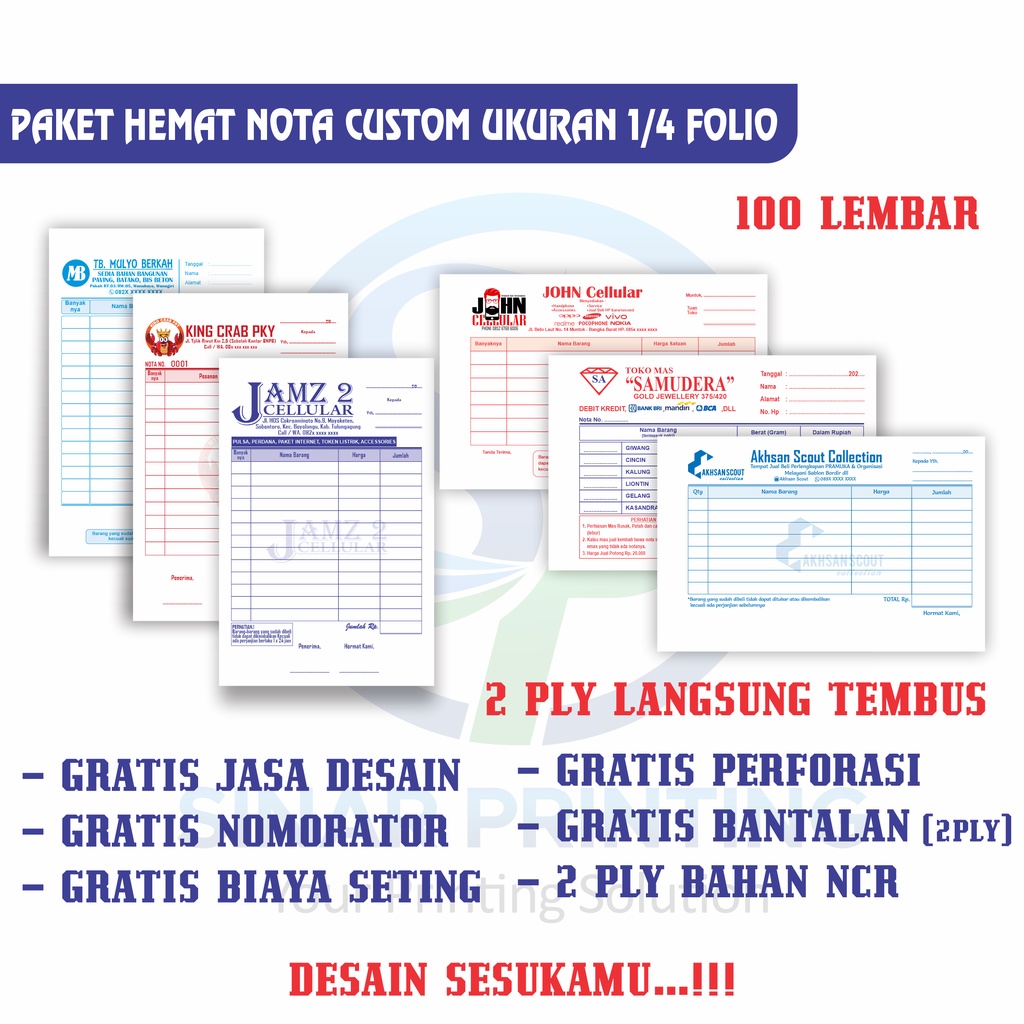 Jual NOTA PENJUALAN CUSTOM SERVICE HP SURAT JALAN 2 RANGKAP 2 PLY NOTA ...